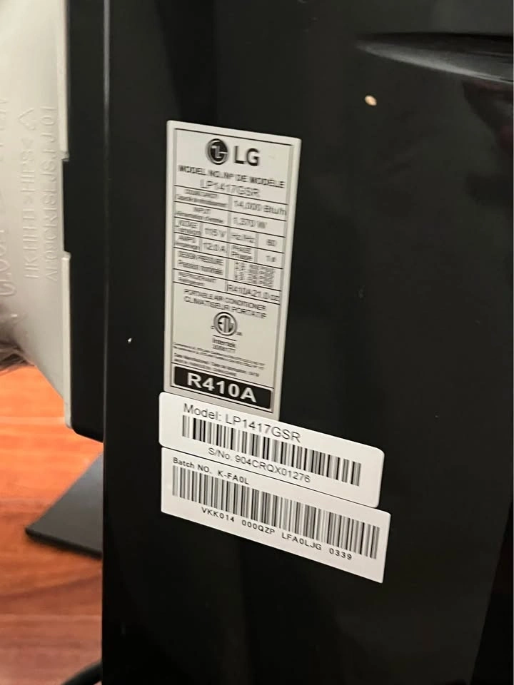 LG Portable Air Conditioner 14000BTU - photo 2