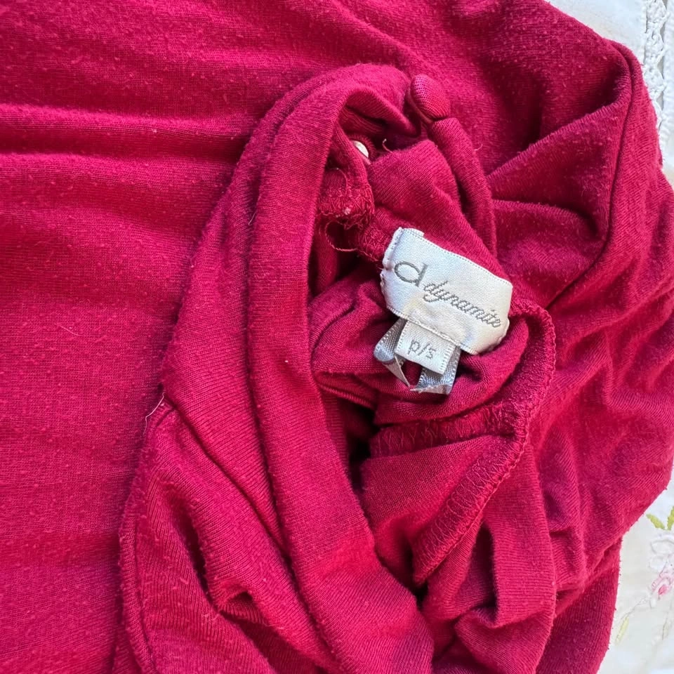 Y2k Red Mock Neck Puff Sleeve Top (Size S) - photo 5