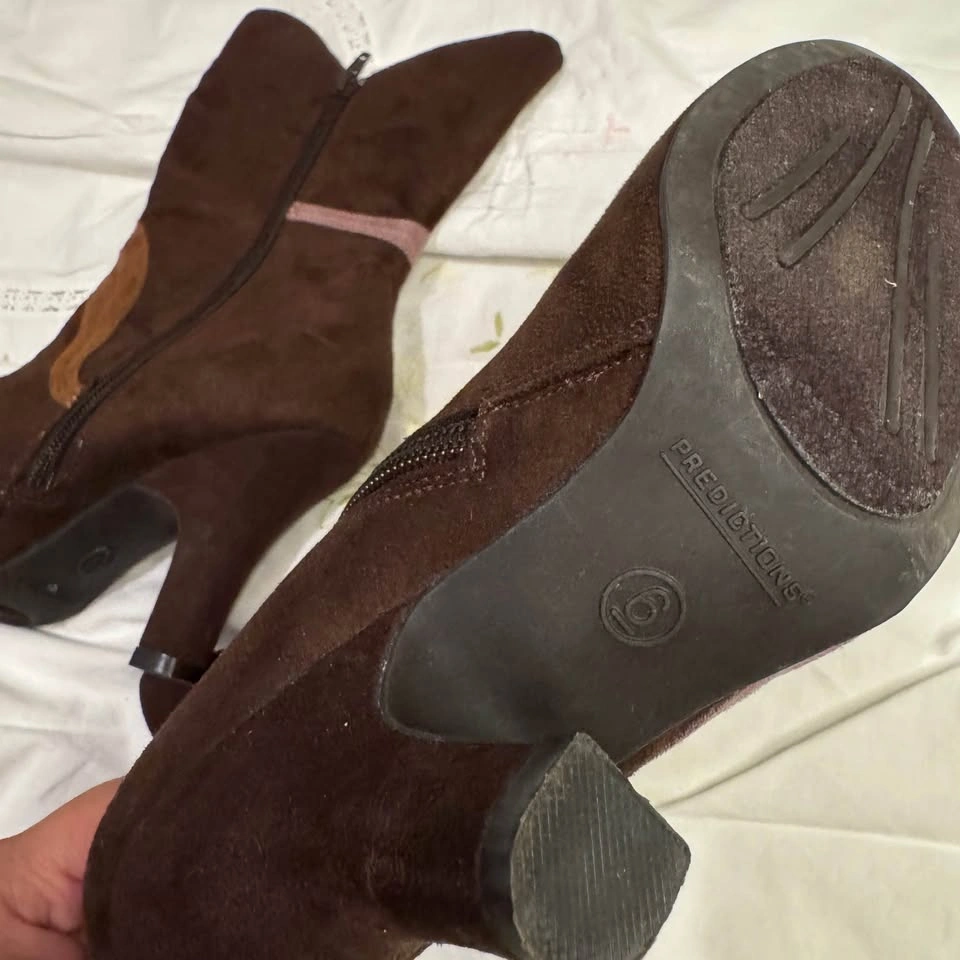 y2k vintage brown patchwork heel boots US6 - photo 3