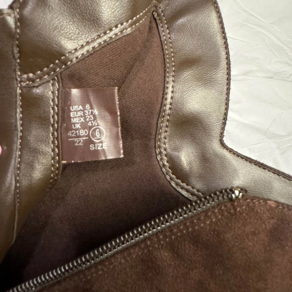 y2k vintage brown patchwork heel boots US6 - photo 4