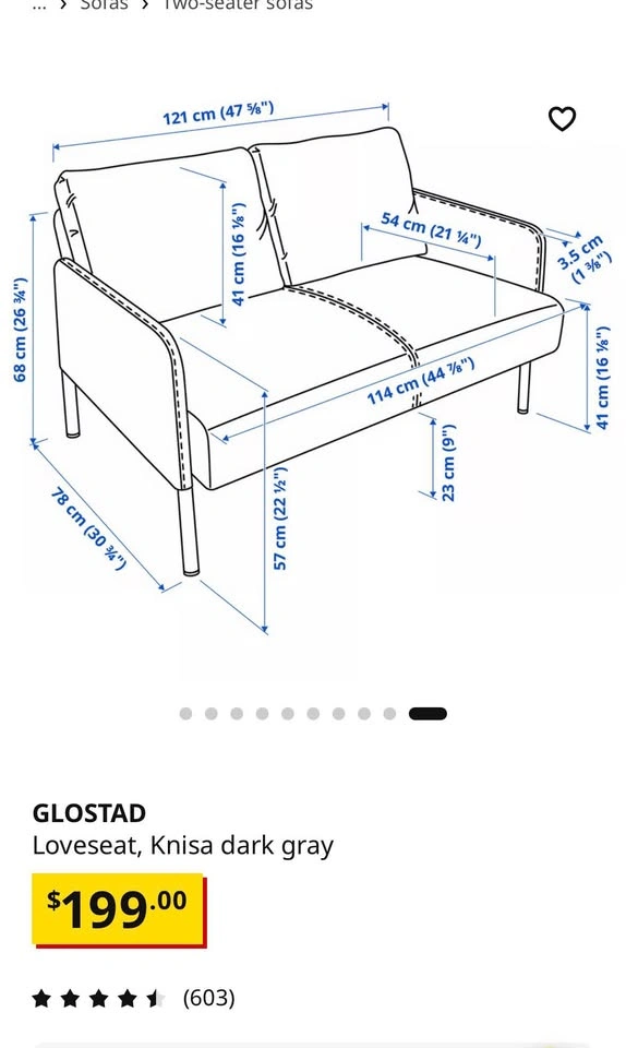IKEA GLOSTAD Loveseat - Excellent Condition - photo 3