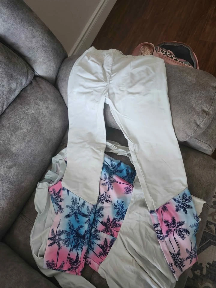 Girls Modest Swimwear Set - Palm Tree Print - Size 6-8 - photo 2