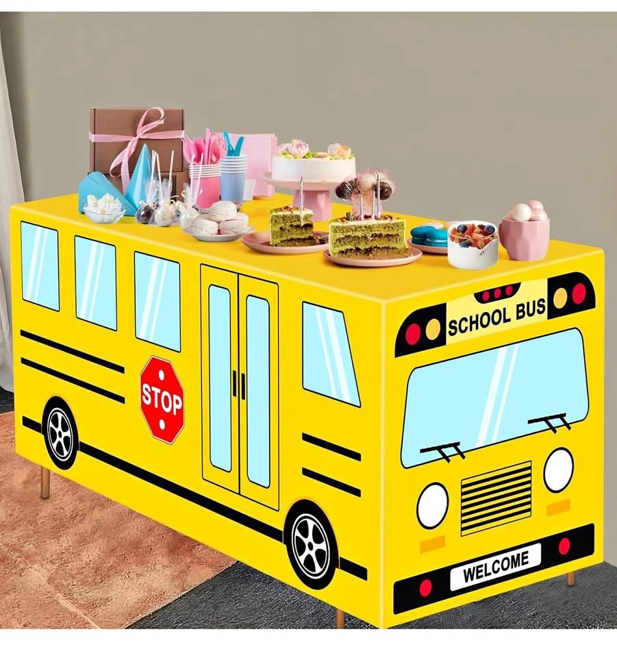 New 6 FT School Bus Tablecloth Back to School Table Cloth Decor