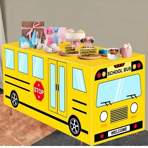 New 6 FT School Bus Tablecloth Back to School Table Cloth Decor