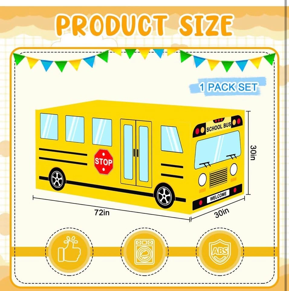 New 6 FT School Bus Tablecloth Back to School Table Cloth Decor - photo 2