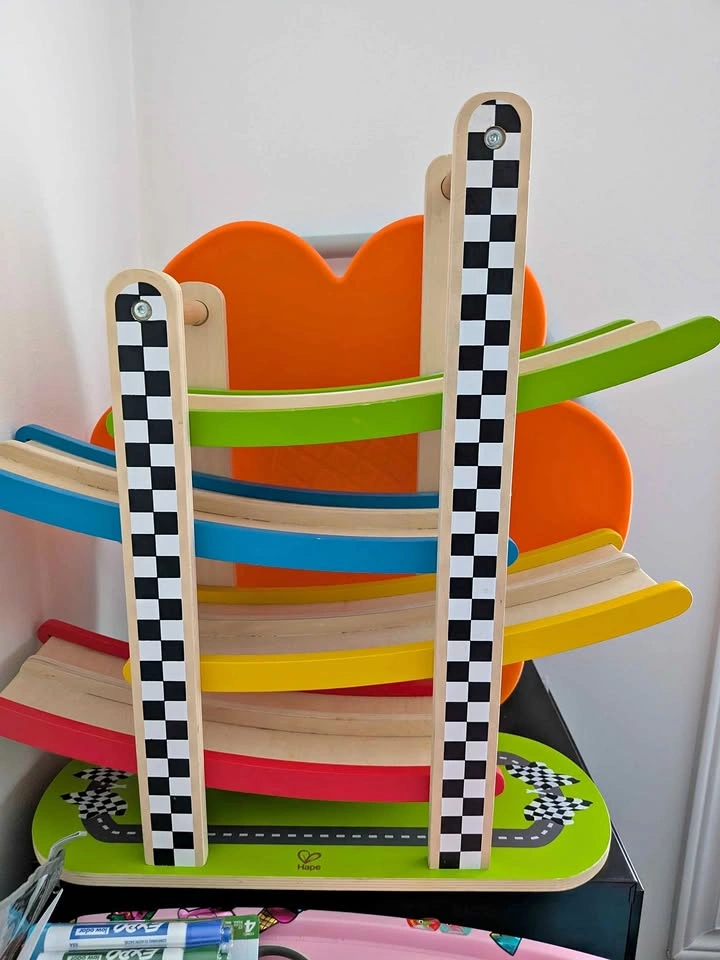 Wooden Car double Ramp Toy