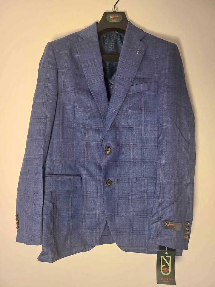 Ted Baker Slim Fit Blue Plaid Blazer Jacket Jake Mens Size 40R