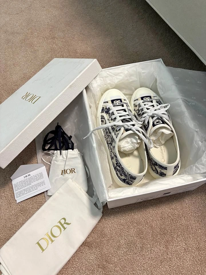 Dior Walk'n'Dior Toile de Jouy Sneakers Blue Size 36.5