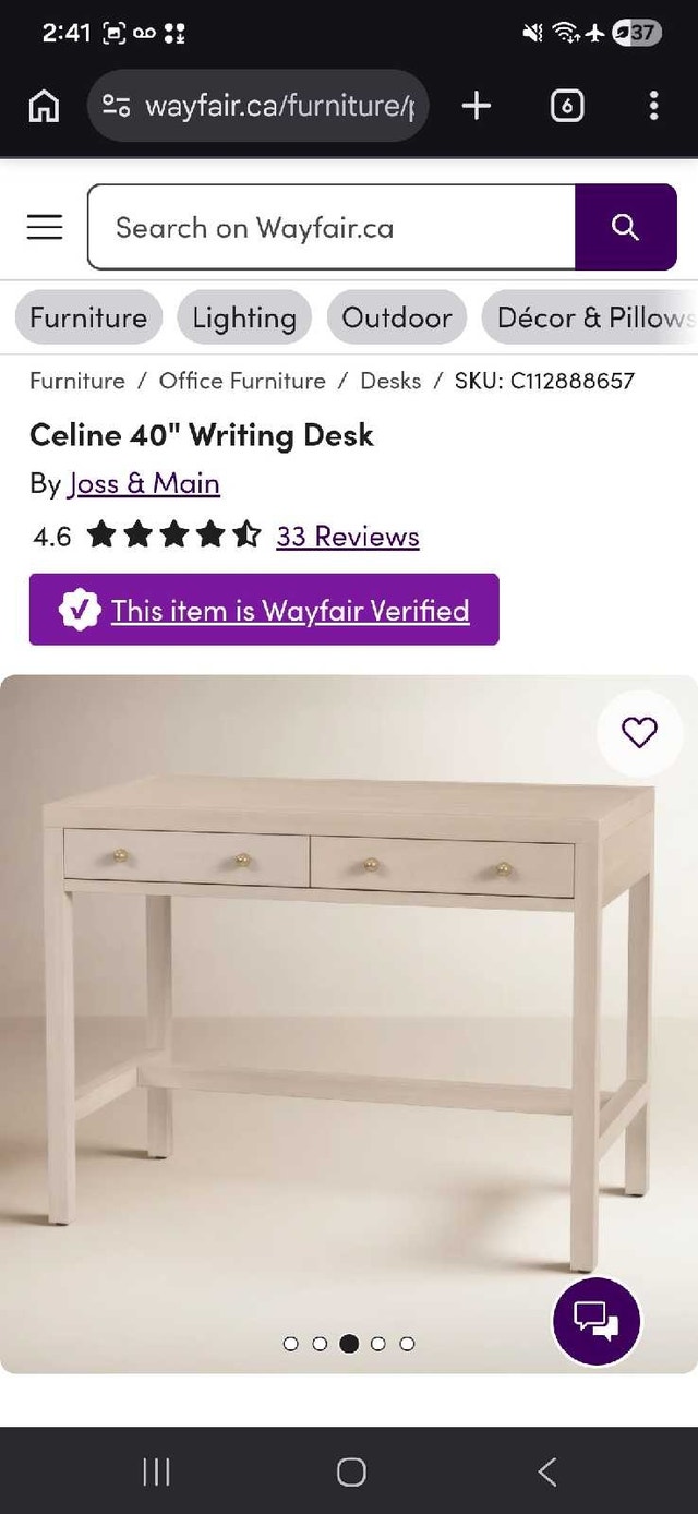 Celine 40” Writing Desk – Antique Taupe - photo 2