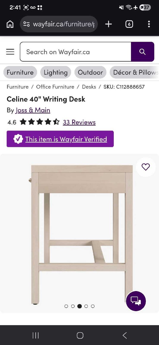 Celine 40” Writing Desk – Antique Taupe - photo 3