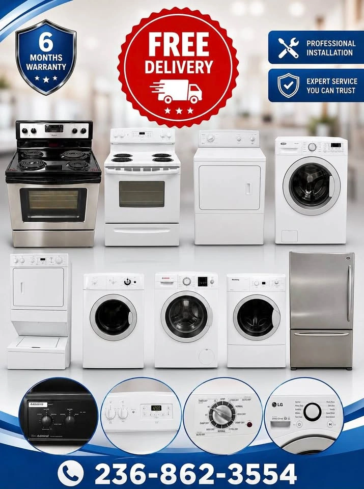Used appliances with free delivery install 6 months warranty