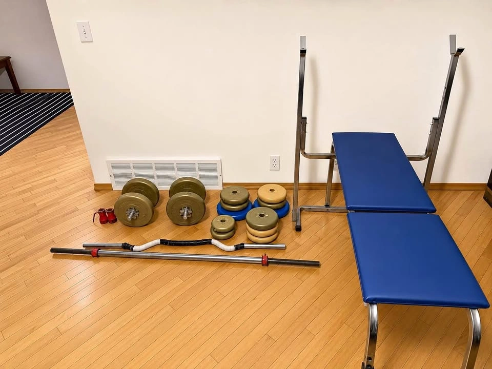 Complete Home Gym Set - Bench, Barbells, Dumbbells, Weights