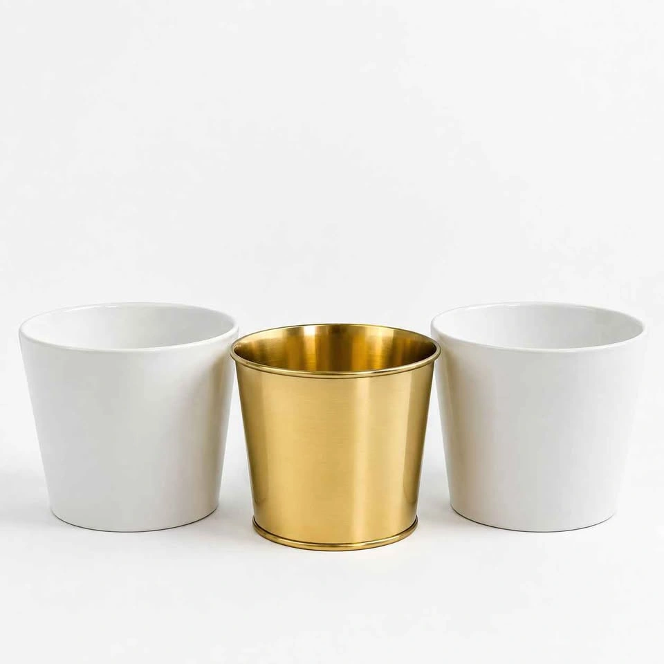 NWT IKEA Planter Pot Bundle DAIDAI Brass + 2 SOJABÖNA White - photo 2