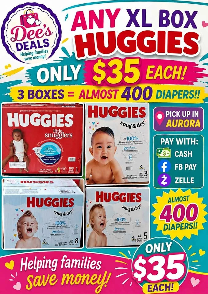 Huggies XL Diapers Boxes - $35 each or 3 for $100!