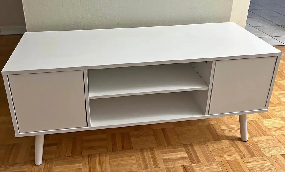 White TV Stand with Storage