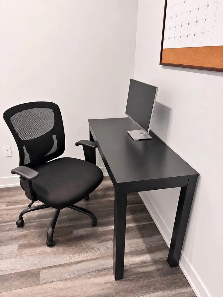 Full Office Set-Up: Black Desk & Ergonomic Chair