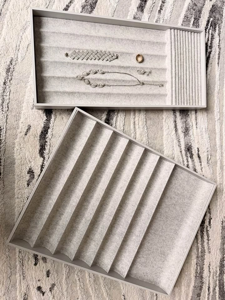 Two Jewelry Organizer Trays - Light Grey