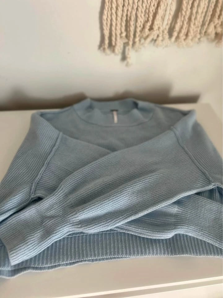 Free People Cropped Blue Sweater