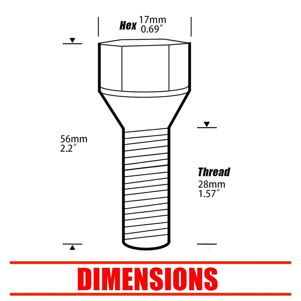 NEW 20 Pack M14x1.5 Cone Seat Lug Bolt 17mm Hex, 28mm Thread Len - photo 2