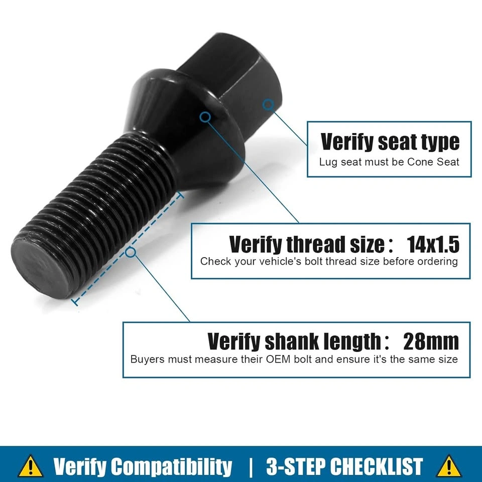 NEW 20 Pack M14x1.5 Cone Seat Lug Bolt 17mm Hex, 28mm Thread Len - photo 4