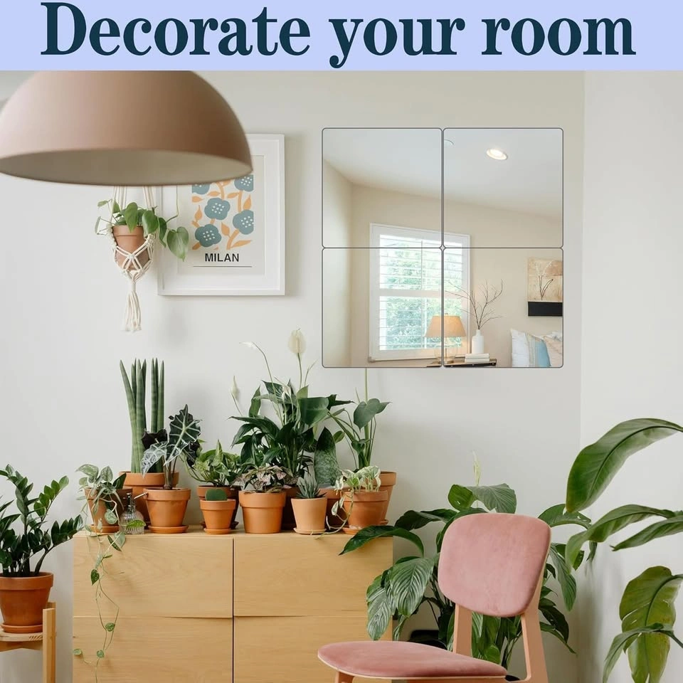 4 Shatterproof Stick-on Mirror Tiles - $15 - photo 2
