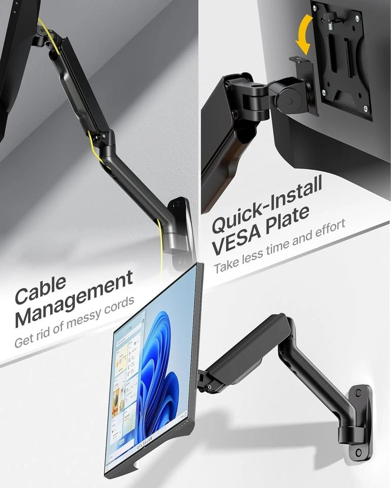 NEW Single Monitor Full Motion VESA Wall Mount - Black - photo 4