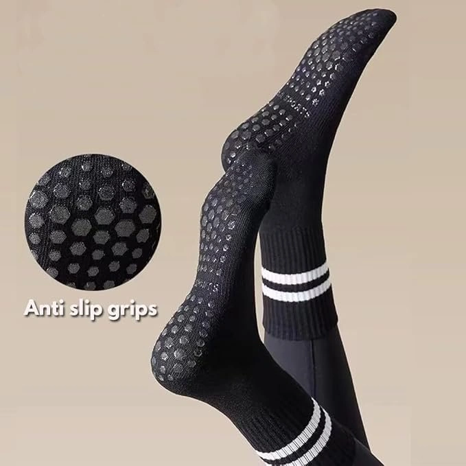 5 Pairs Womens Pilates Yoga Non-Slip Socks w Grips - Black - $10 - photo 3