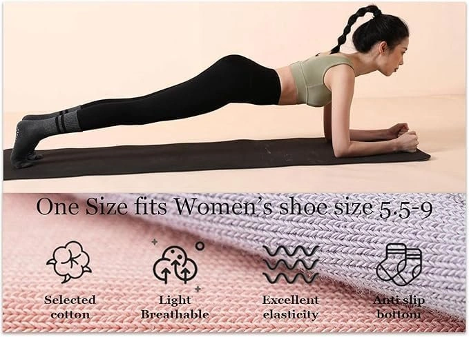 5 Pairs Womens Pilates Yoga Non-Slip Socks w Grips - Black - $10 - photo 4