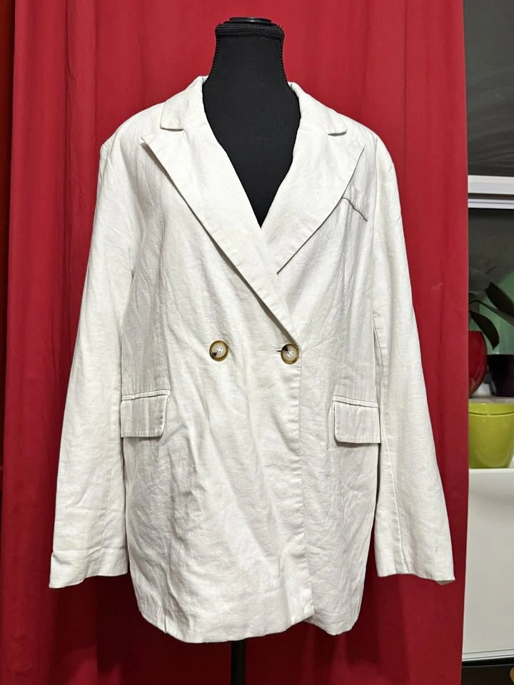 New Linen Blend Blazer Jacket, Size L