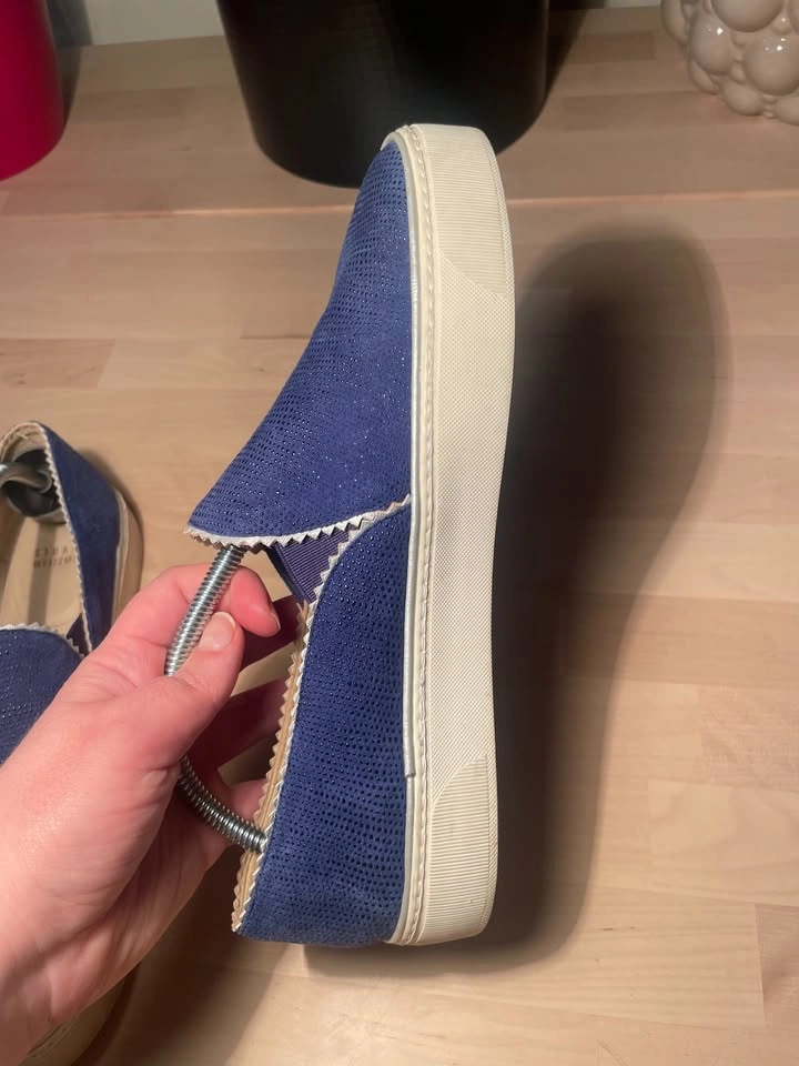 Stuart Weitzman Slip-On Sneakers - Blue Suede, Size 8 - photo 2