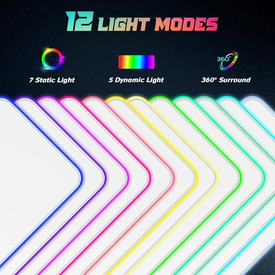 NEW RGB LED Gaming Mouse Pad - Full XL Desk - 32" x 12" - White - photo 3