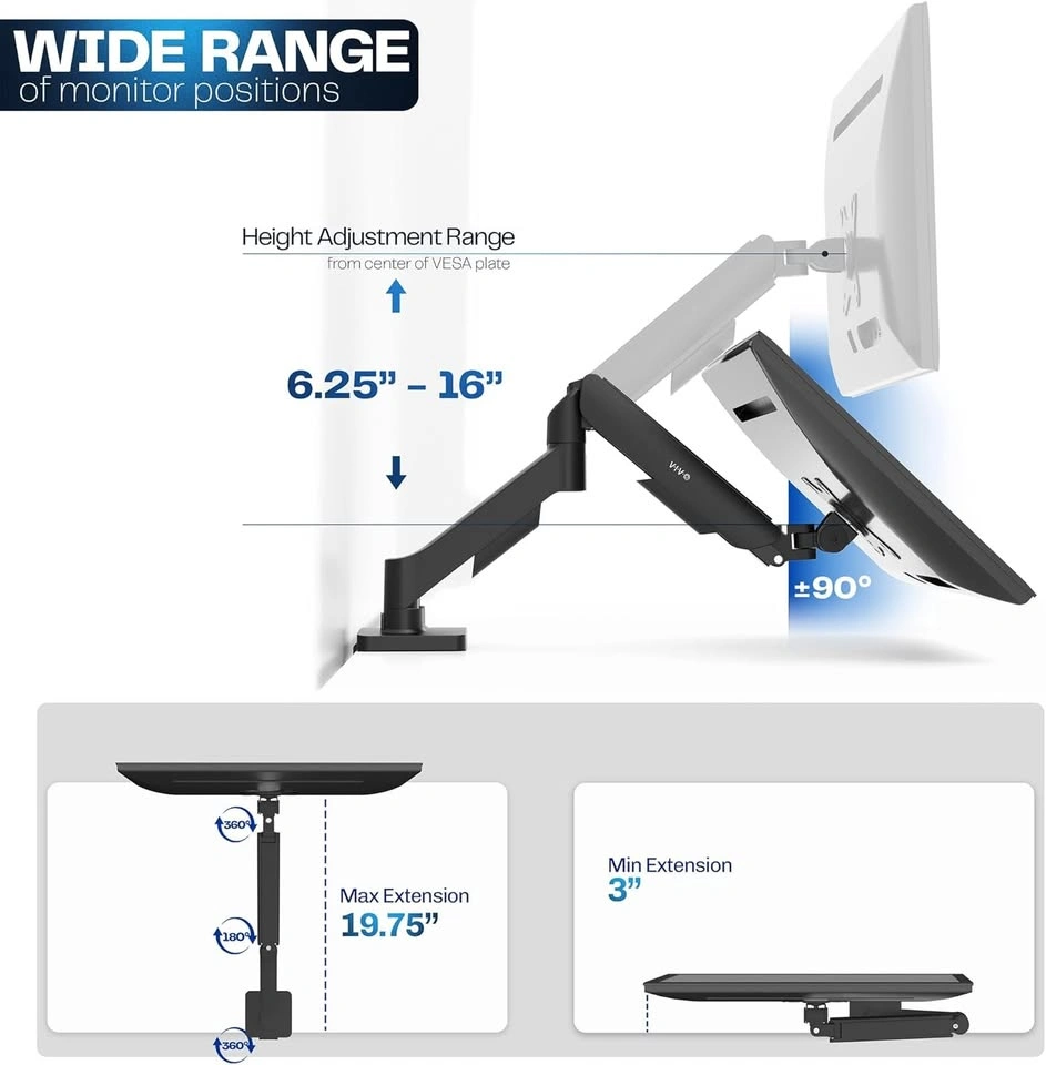 BRAND NEW VIVO Single 17-32" Monitor Arm BLACK - $25 - photo 3