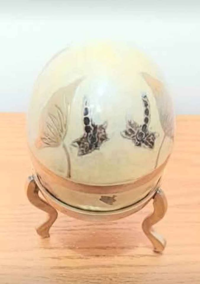 Rare Hand Crafted Cloisonne Enamel Brass Egg Container - photo 2
