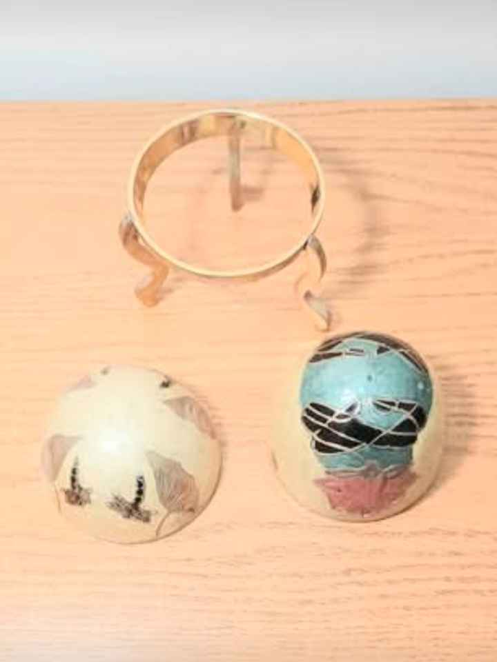 Rare Hand Crafted Cloisonne Enamel Brass Egg Container - photo 5