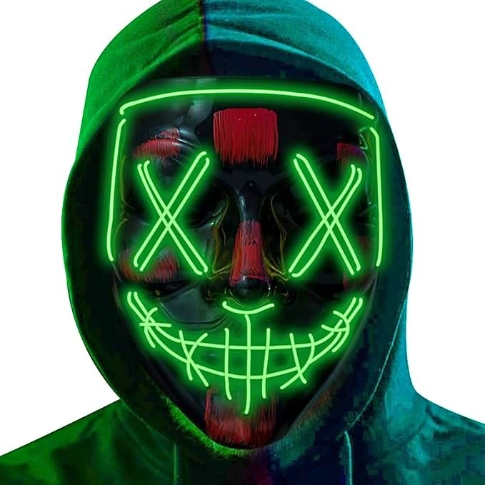 NEW LED Halloween Light Up Scary Mask - Green - $5