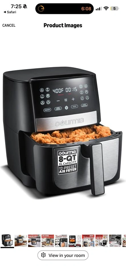 Gourmia 8-QT XL Capacity 12-Preset Air Fryer