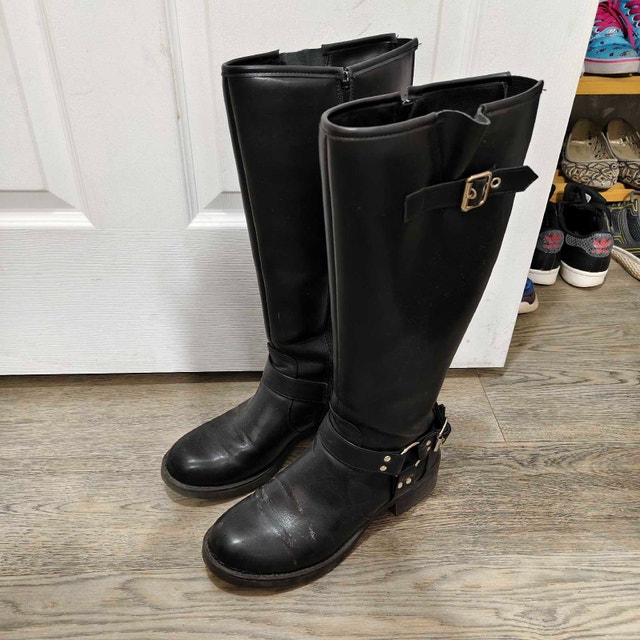 FREE Women's Shoes size 8 - Black Knee-High Boots with Buckles