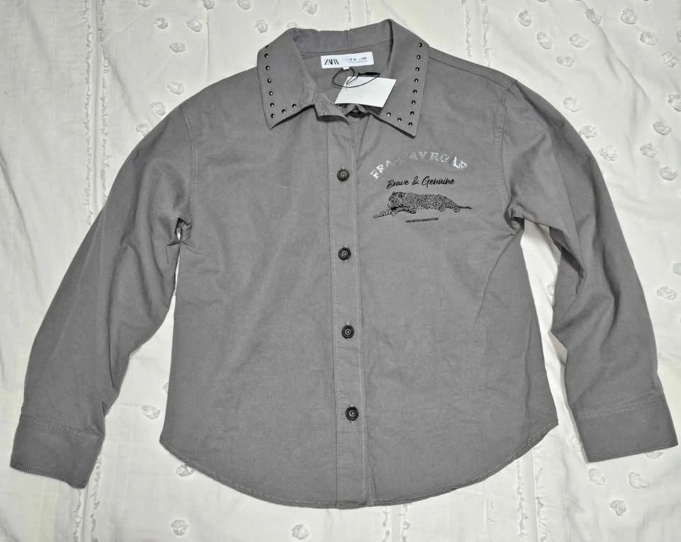 Zara Girls Button-Up Shirt Size 9-10 (140 cm) - New With Tags -