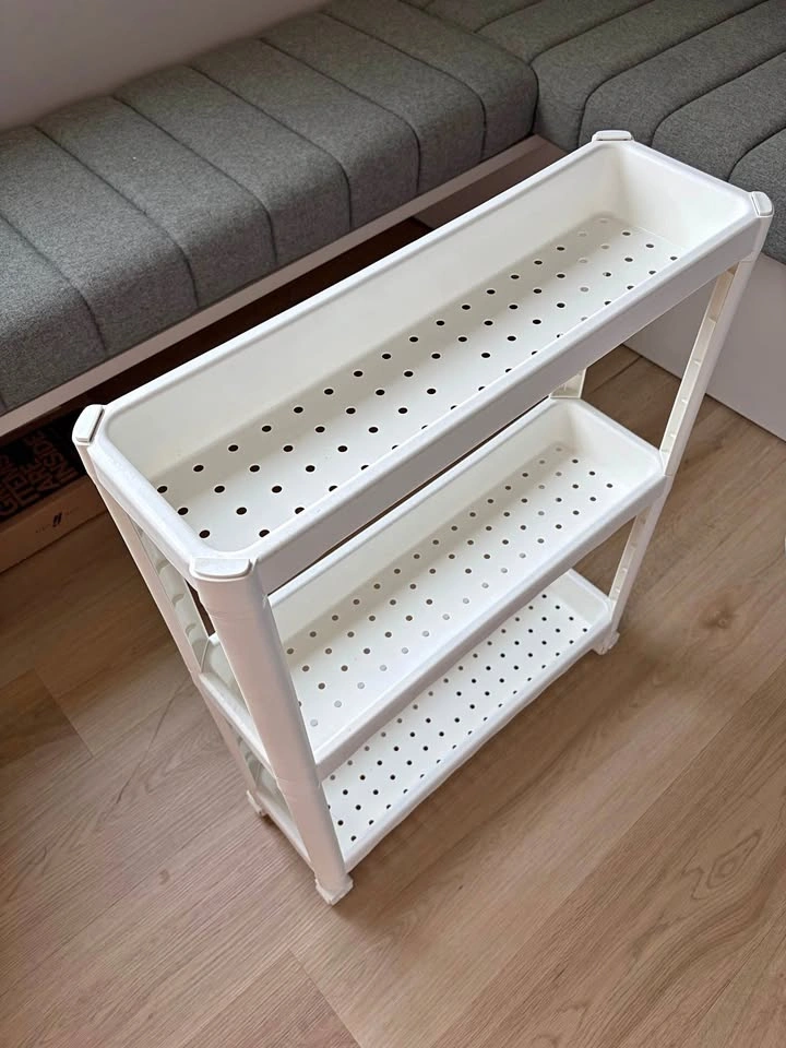 White 3-Tier Plastic Rolling Utility Cart