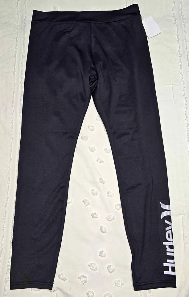 Hurley Girls 3/4 Length Black Leggings Size 14/16 (Fits 12-14)