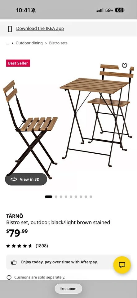 IKEA TÄRNÖ Wooden Patio Set with Table and 2 Chairs