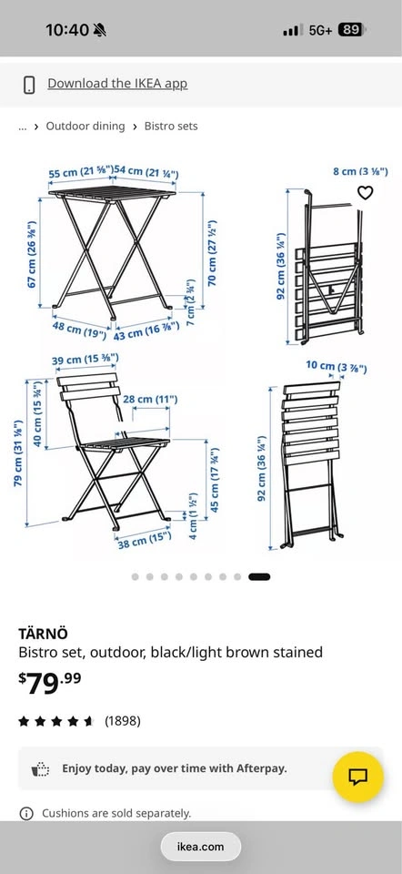 IKEA TÄRNÖ Wooden Patio Set with Table and 2 Chairs - photo 5