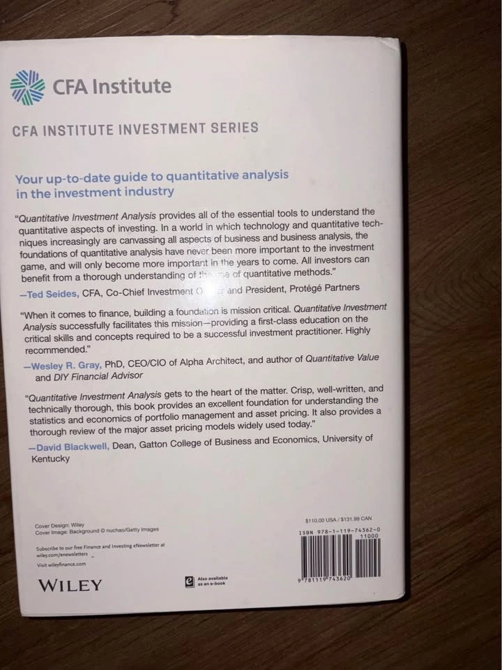 Quantitative Investment Analysis Textbook Hardcover - photo 3