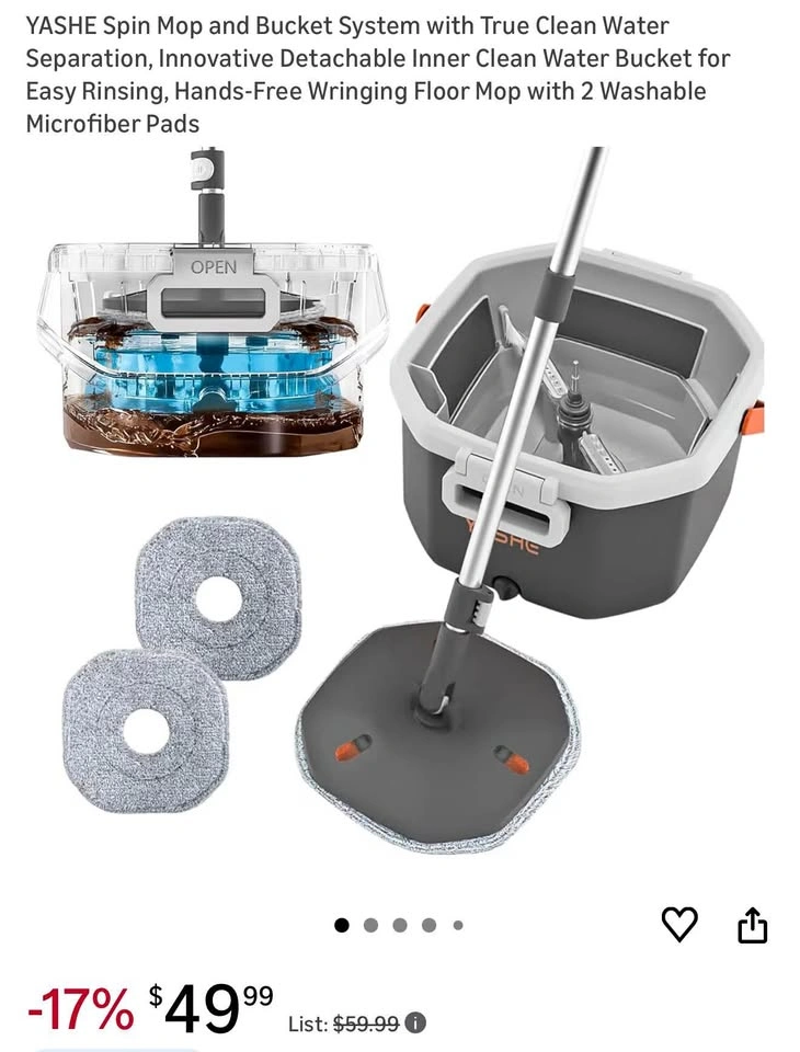 Spin Mop and Bucket System with True Clean Water Separation