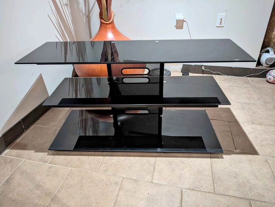 Bell'O 3-tier black glass TV stand