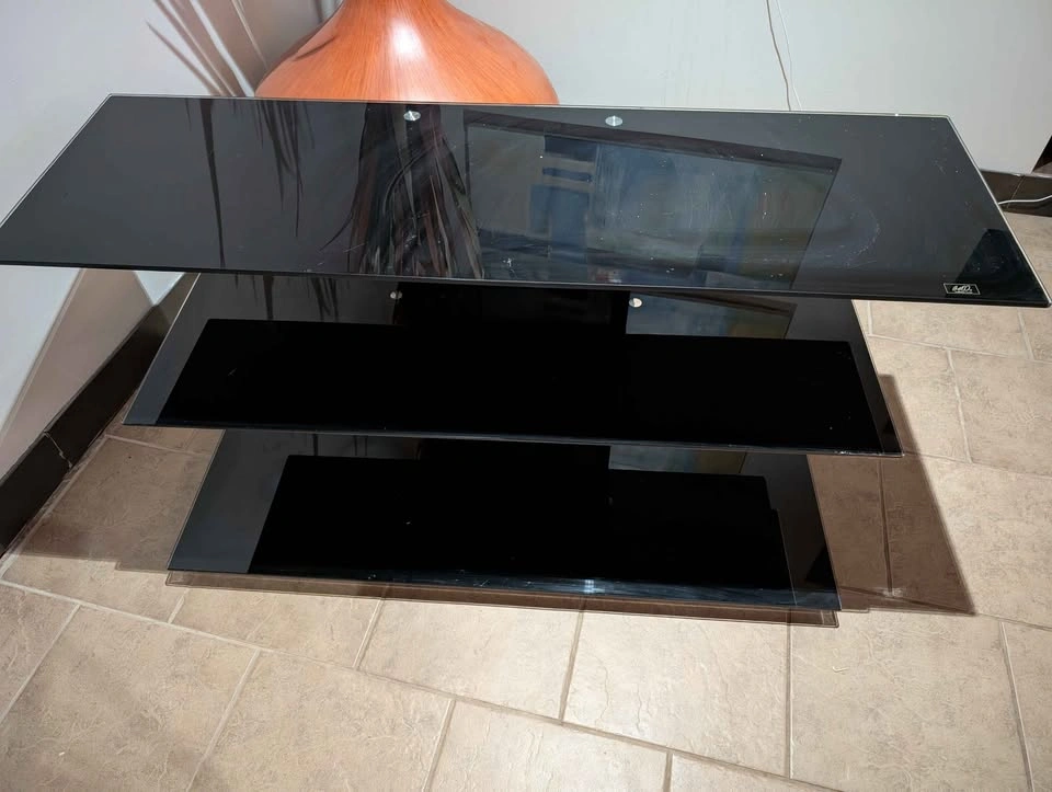 Bell'O 3-tier black glass TV stand - photo 2
