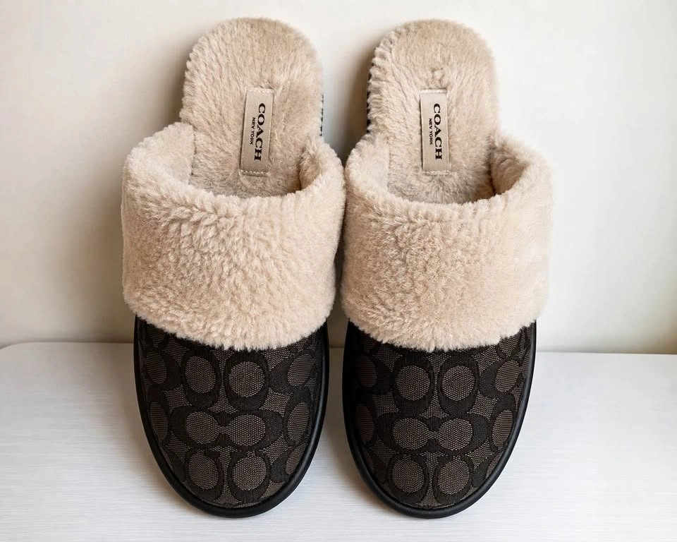 Coach Signature Jacquard Zena Slippers - Women's Size 8