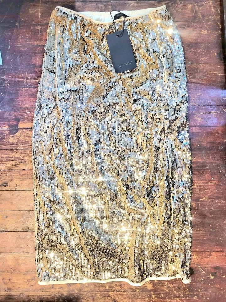 NWT Memene Gold & Silver Sequin Skirt - Size 3