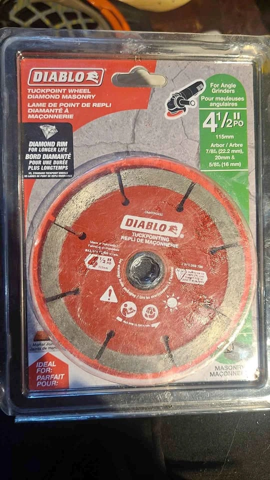 Diablo Tuckpoint Wheel Diamond Masonry 4 1/2" Arbor