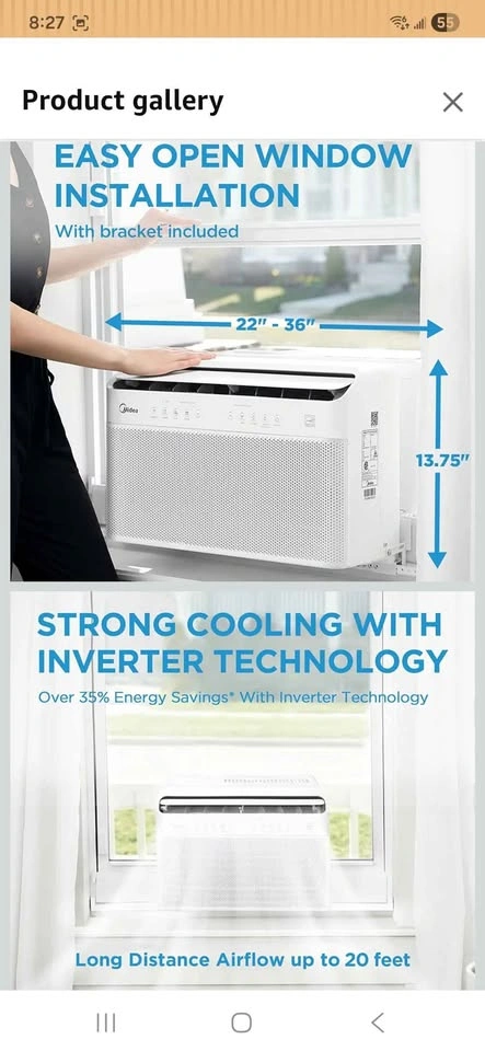 Midea 10,000 BTU U Shaped Smart Inverter Window AC - photo 2